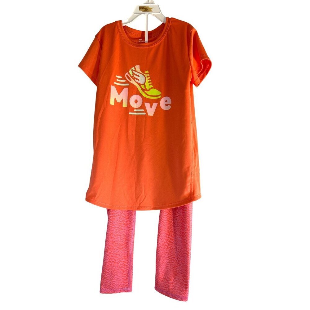 All in Motion Girls Athletic Leggings Set Orange Multicolored Size L 10-12
